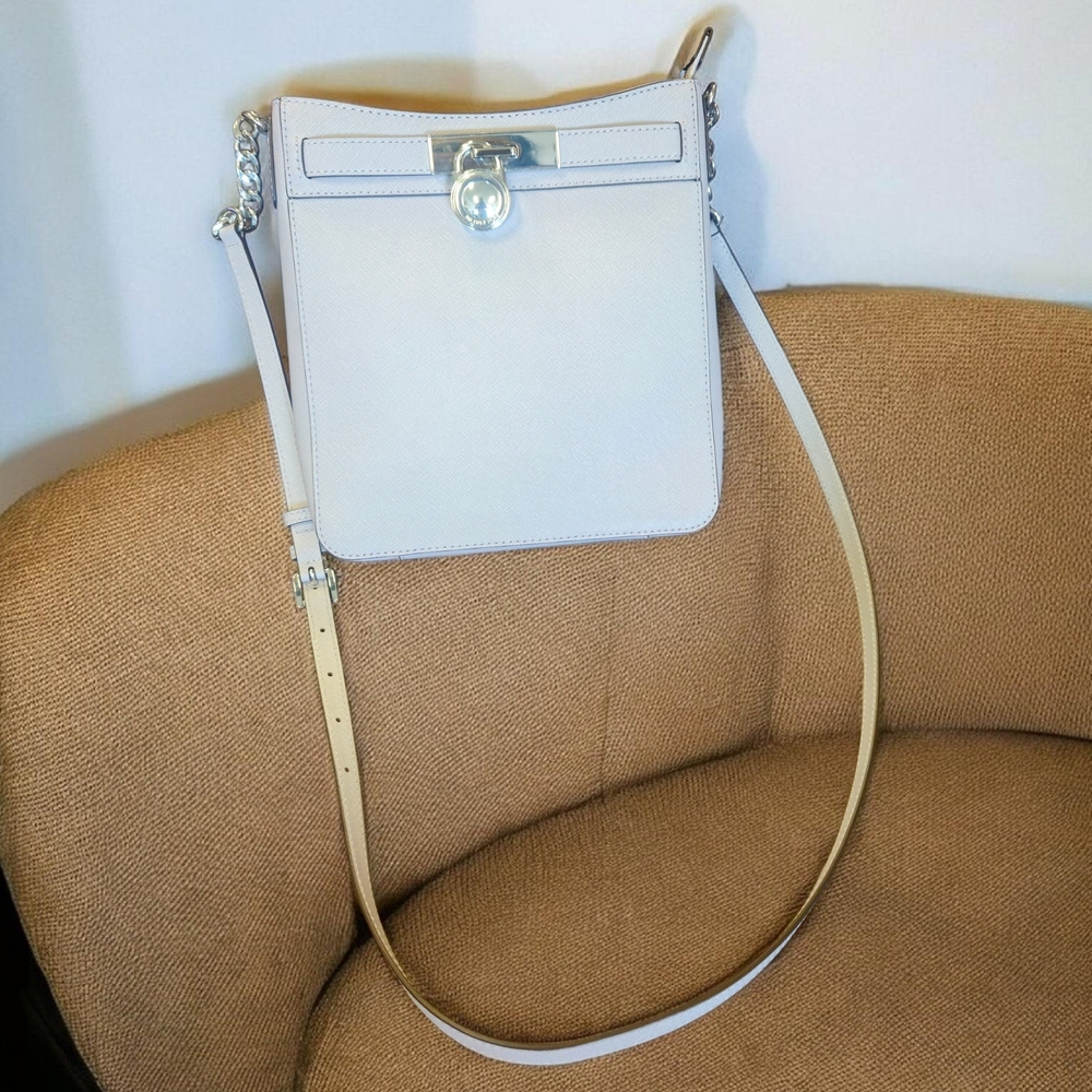 Lilac Leather Crossbody Bag with Silver Hardware